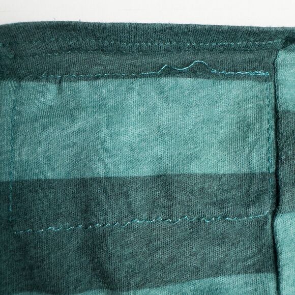 Aventura Striped Ruched Sides Short Sleeve Top Womens Large Green Boat Neck - Picture 14 of 16